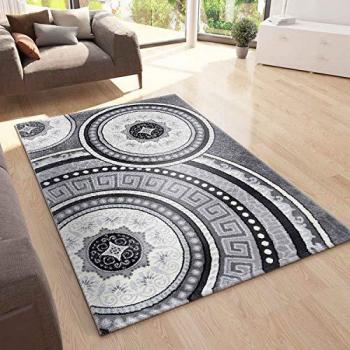Moderner Glitzer-Orientteppich Medaillonmuster in Grau Schwarz Anthrazit 120x170 cm