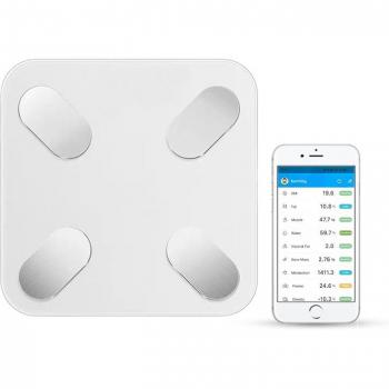 Balance de poids électronique Bluetooth, salle de bain, affichage LED, haute précision, IMC, graisse corporelle, analyseur de masse musculaire, blanc