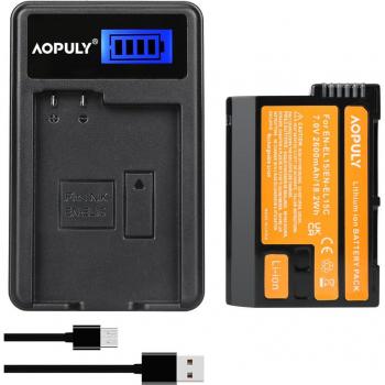 AOPULY EN-EL15 Rechargeable Battery and Charger for Nikon D600 D800 D7000