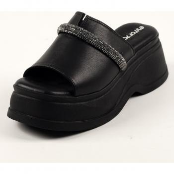 Evromoda 36/37 Black Leather Elevated Slippers