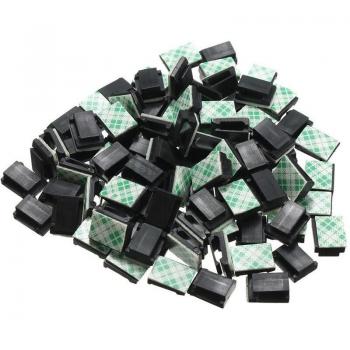 30x Self-Adhesive Cable Holder Clamp Black
