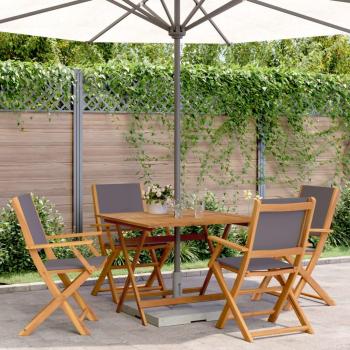 VidaXL Anthracite Fabric and Solid Wood 5-Piece Dining Set