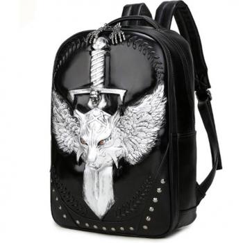 3D Wolf Leather School Bag