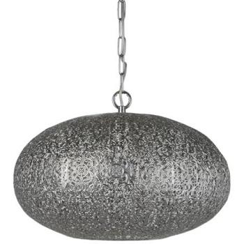Suspension métallique ronde, Ø 39 cm, H max. 120 cm – finition nickel brillant