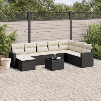 Sofás de Vime PE Preto para Jardim