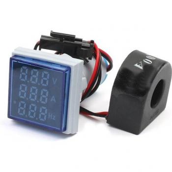 22mm Digital 3in1 LED AC Voltage Ammeter Voltmeter Hz Meter