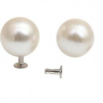 White Acrylic Pearl Round Rivets for Scrapbooking and Garments