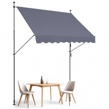 Auvent patio VEVOR 250 × 120 cm, gris, abri contre le soleil