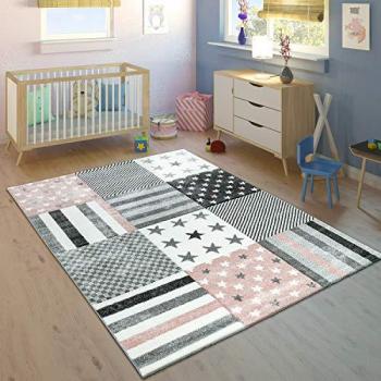 Tappeto per Camera dei Bambini Stelle Rosa 160x230 cm
