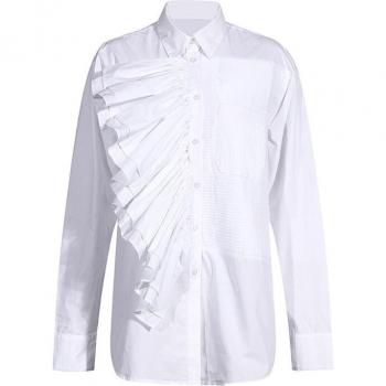 Patchwork Pleated Blouse for Women