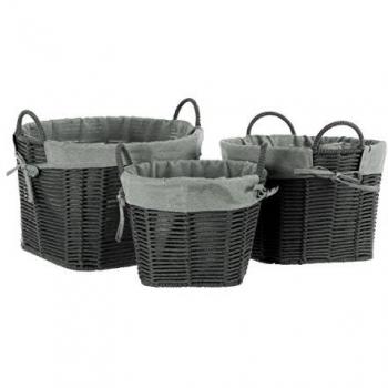 Set Of Three Lida Grey Round Storage Baskets