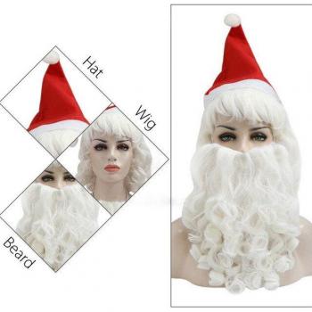 Adult Santa Claus Wig with Curly White Hair