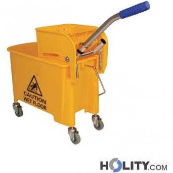 Carrello 2x15 Lt + Strizzatore e RegiSacco per Pulizie