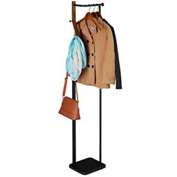 Attaccapanni Moderno con Asta Appendiabiti, 173x30x25 cm, Nero-Marrone