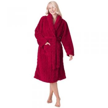 Camille Luxe Fleece Bathrobe – Deep Burgundy, Women’s 14/16