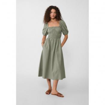 Stradivarius Khaki Linen Midi Dress