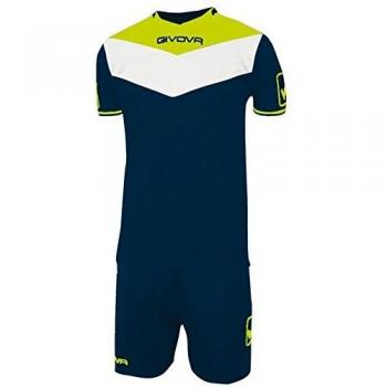 Givova Kit Completo per il Calcio, Uomo, in Blu e Giallo Fluo