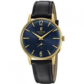 Reloj Festina F20249/4 Hombre con Caja Dorada y Correa de Piel