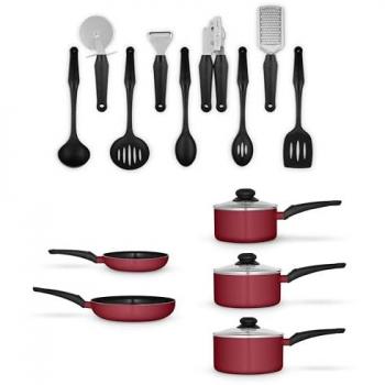 14 Piece Cookware and Kitchen Tool Ensemble