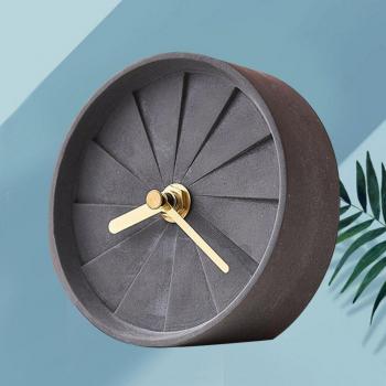 Round Cement Bedside Clock with Battery