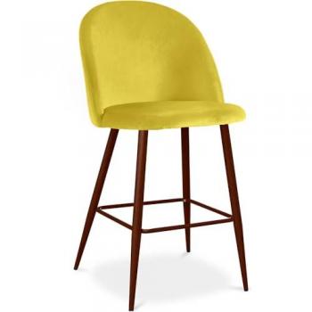 Stool in Velluto 66 cm, Design Scandinavo, Colore Giallo – Evelyne