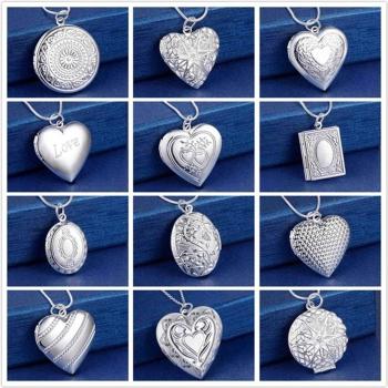 Collana in argento s925 con pendente cornice foto, catena serpente, charm per matrimonio, moda ColorLN072