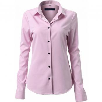 FLY HAWK Damen Hemd Bluse Basic Bambusfaser Hemdbluse Slim Fit Arbeitshemden Langarm Stretch Hemden Freizeit Business Elegant Hemd Größe 34 bis 52, Blau, 38 (UK 10)