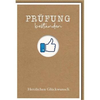 Umschlag‑Set: Prüfung bestanden Glückwunschkarte & Daumenhoch-Emblem