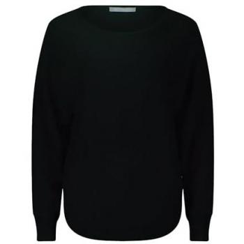 Strickpullover BETTY & CO Betty & Co Feinstrickpullover mit U-Boot-Ausschnitt Gr. 46, schwarz, Damen, Strick, Obermaterial: 80% Viskose, 20% Polyamid., Pullover, Schlitz