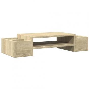 Structure de Bureau Vidaxl : Support Monitor + Rangement en Chêne