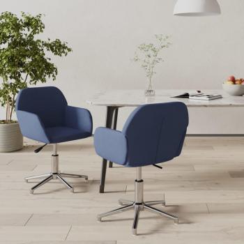 Sillas de Comedor con Ruedas 2 Unidades Tela Azul