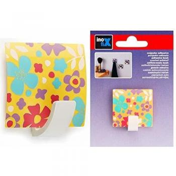 Gancho Adhesivo Cuadrado Floral Amarillo Inofix
