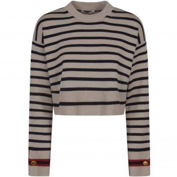 Brown Round‑Neck Wool Jumper with Stripes – Max Mara, XL
