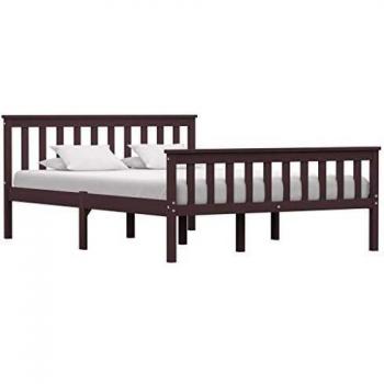Cama de pino macizo marrón oscuro 140x200 cm