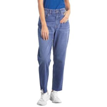 Enorsia Women’s Blue Raw Edge Mom‑Fit Jeans – 10
