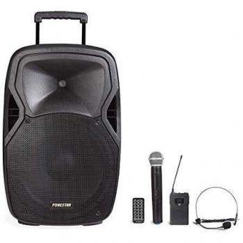 Fonestar malibu-215p negro altavoz amplificador portátil con micrófono y reproductor