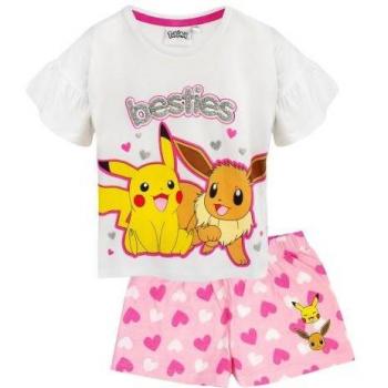Pokémon Mädchen Pyjama-Set mit Pikachu & Eevee Rüschen-Shorts