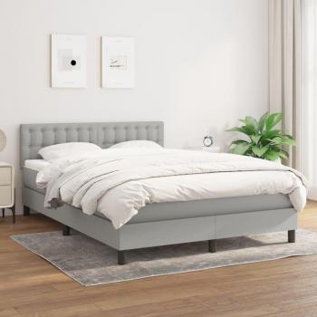 Hellgraues Boxspringbett 140x190 cm mit Matratze von vidaXL