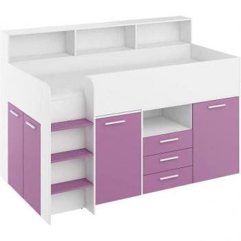 Hochbett neo mit Schreibtisch und Lavendel-Design