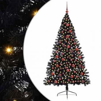 LifeTree Black 180 cm Pre‑Lit Xmas Tree – PVC by vidaXL