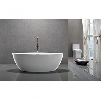 Baignoire îlot Bernstein ovale acrylique blanc brillant 175x100x58 cm – sans robinetterie