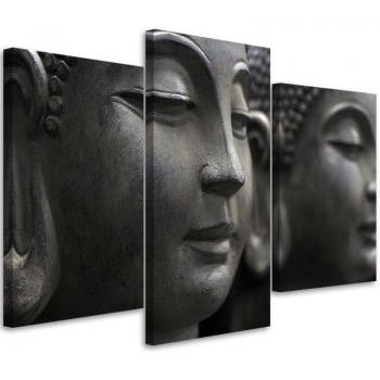 Buddha Zen Spa Black White Three Piece Canvas Print