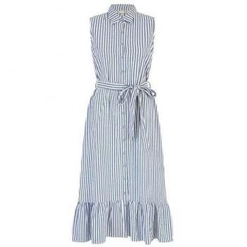 Abito Yumi a Maniche Lunghe Blu/Bianco