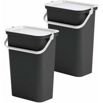 Set 2 Bidoni di Riciclaggio 10L in Bianco e Nero
