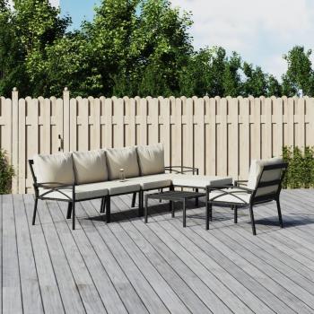 Set Salotto da Giardino 7pz con cuscini Sabbia in acciaiocod mxl 76722