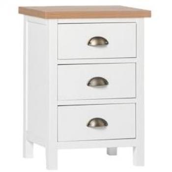 Klast Mesita nocturna 3 cajones MDF melamina blanco natural 63×40 cm