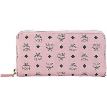 MCM Visetos Large Pink Zip Around Wallet for Women