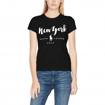 Camiseta Polo Ralph Lauren RL City TEE de Manga Corta para Mujer, Color Negro
