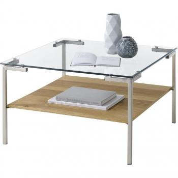 MCA Hatfield Couchtisch, Glas in Grau, mit integrierter Schublade, 65x65x46 cm
