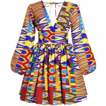 Sexy Autumn V-Neck Dress for Plus Size African Women